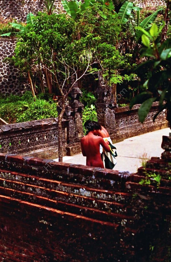 Balinese Worshipers Washing before going to the Temple in Mountains, Bali